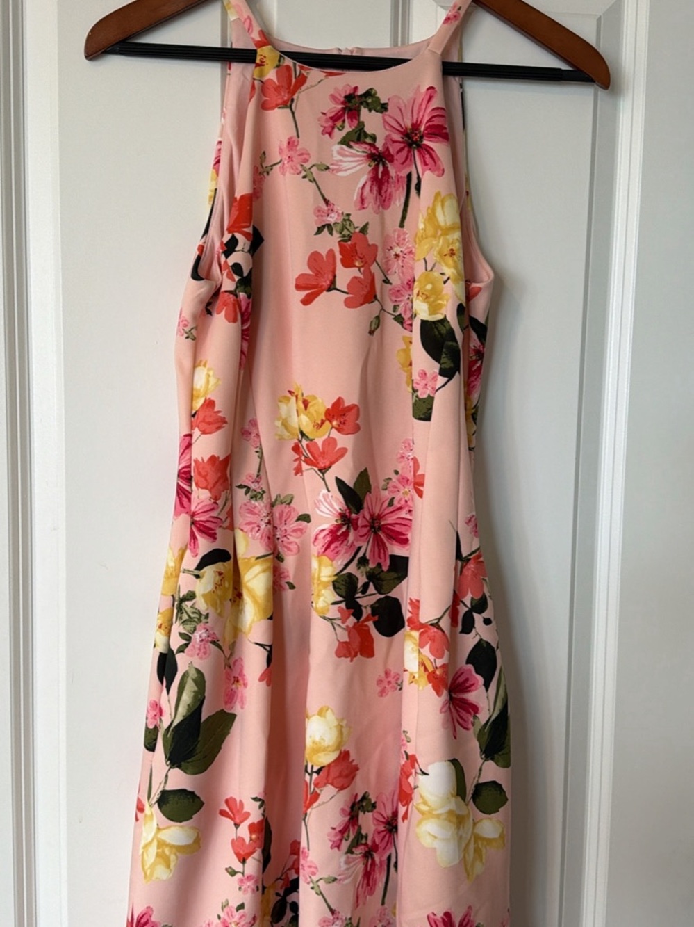 Vince Camuto Blush Pink Floral Halter Midi Dress